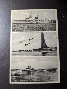 Mint Germany Postcard Cruiser Nuremburg KriegsMarine Memorial Kiel Uboat Navy