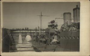 Filling The Dry Dock in Lisbon Spain c1920 Real Photo Postcard