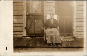 RPPC Old Woman On Porch Rocker Eliza Beatty Real Photo c1909 Postcard W1