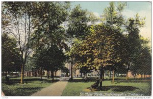 St. Clair Park, Man Sitting On A Bench, INDIANAPOLIS, Indiana, 1900-1910s