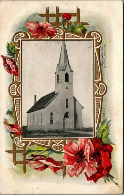 Carleton NE~Swedish Lutheran Church~Easy on the Eye~Embossed Floral Lattice 1908 