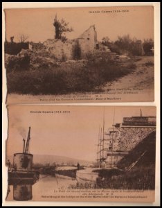 2 WWI Aftermath postcards: Monthiers, the Marne