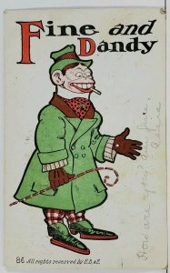 Quirky Man with Cigarette FINE AND DANDY udb 1908 Brainerd MN Postcard L10