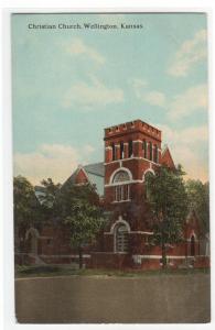 Christian Church Wellington Kansas 1910c postcard