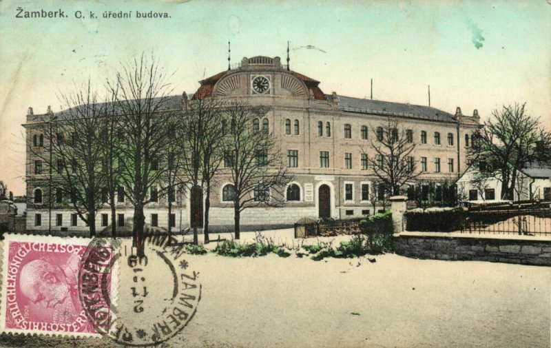 czech germany, ŽAMBERK SENFTENBERG, C.k. Úřední Budova (1909) Postcard