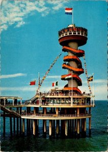 Scheveningen, Netherlands WATCHTOWER PIER Observation Tower 4X6 Vintage Postcard