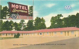 Postcard 1940s Wyoming Newcastle Motel Supreme roadside occupation 23-12071