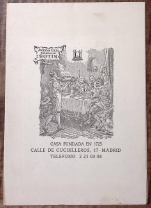 CASA BOTIN SOBRINO DE BOTIN MENU FOLD OUT MAP MADRID SPAIN CUCHILLEROS Z5362