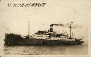 Grace Line Steamship S.S. Santa Teresa Vintage Real Photo Chile Cancel RPPC PC