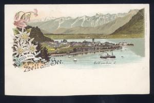 GRUSS AUS ZELLAMSEE GERMANY BIRDSEYE VIEW ANTIQUE VINTAGE GERMAN POSTCARD