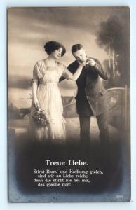 Postcard German Studio Real Photo RPPC Faithful Love Treue Liebe 1912 #3 K07