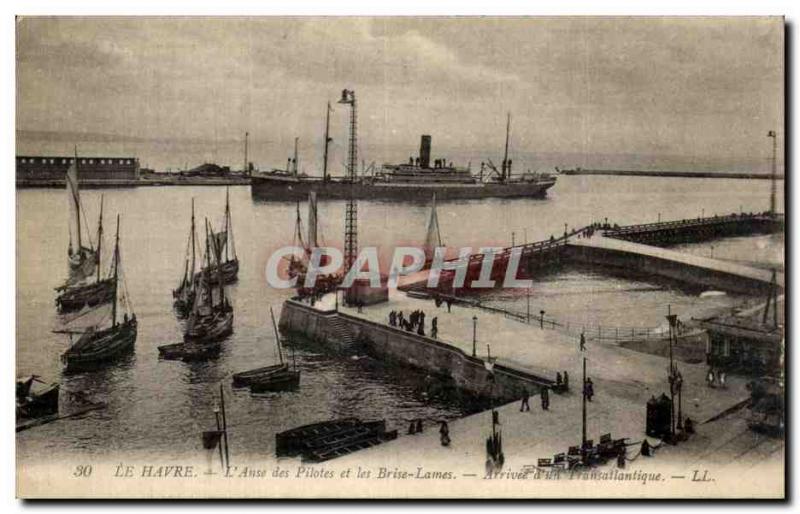 Old Postcard Le Havre L Anse Drivers and Yacht Brise Lames