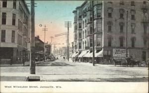 Janesville WI West Milwaukee St. Cardenas Cigar Adv c1910 Postcard