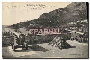 Old Postcard Monaco View of Cap d'Ail taking the Terrace and Artillery