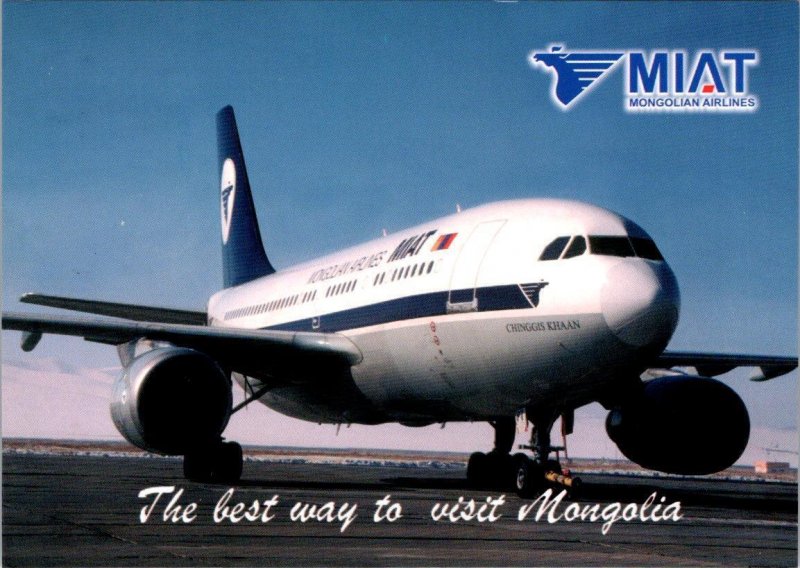 Airline Advertising  MIAT~MONGOLIAN AIRLINES  Airplane On Tarmac  4X6 Postcard