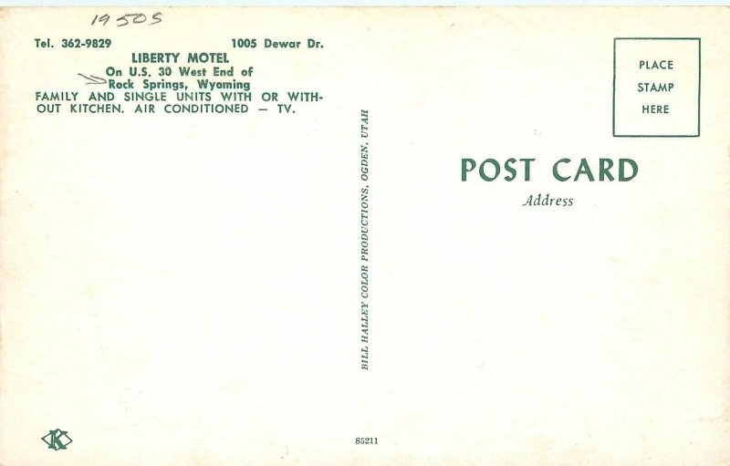 Postcard 1950s Wyoming Rock Springs Liberty Motel occupational WY24-2694
