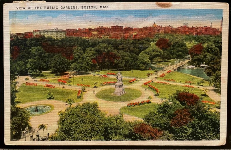 Vintage Postcard 1937 Public Gardens, Boston, Massachusetts (MA)