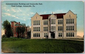 Vtg Greenville PA Theil College Administration Building Greenville Hall Postcard