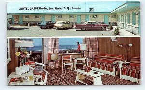 ST. FLAVIE, Quebec Canada ~ c1950s Cars ~ MOTEL GASPESIANA Roadside  Postcard