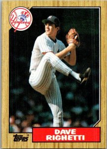 1987 Topps Baseball Card Dave Righetti New York Yankees sk2329