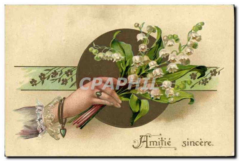 Old Postcard Fantasy Flowers Lily of the Valley Hand