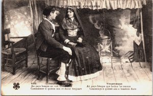 Types des Pyrénées Man and Woman in Traditional Clothes Vintage Postcard C217