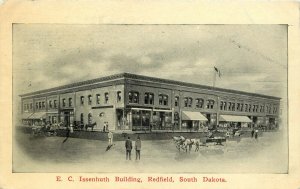 c1910 Postcard; E.C. Issenhuth Building & Stores, Redfield SD Spink County