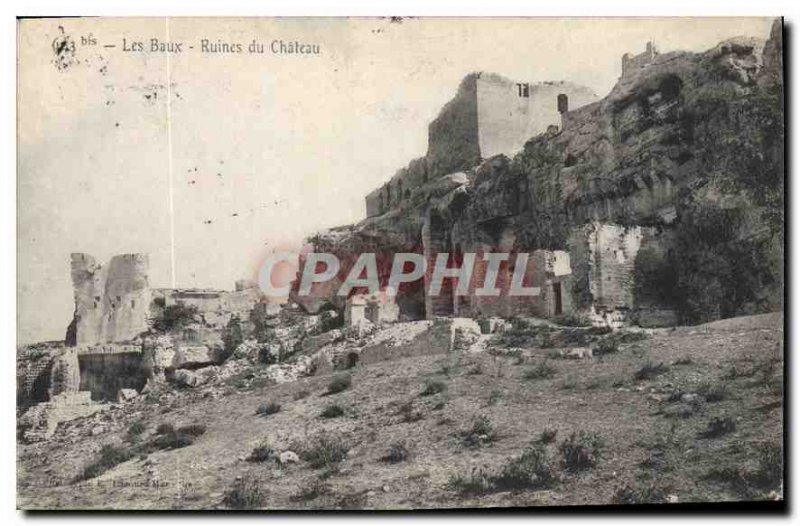 Old Postcard Les Baux Ruins of Chateau