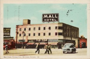 Mall Hotel Winnipeg MB Manitoba Portage Avenue c1955 PECO Postcard G49