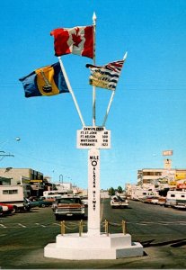 Canada British Columbia Dawson Creek Mile O Post Of The Alaska Hi...