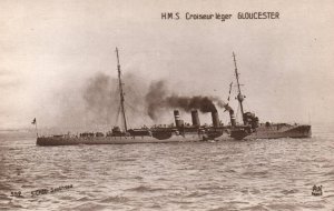 British Royal Navy HMS Gloucester RPPC WWI Vintage Postcard c.1910