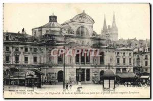 Old Postcard The Theater Angers The ceiling of the hall of the painter show L...