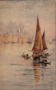 Tuck Oilette Glorious Venice No. 2387 Sailing Boats in Canal c1910 Postcard