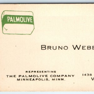 c1940s Waterloo Iowa Palmolive Soap Business Card Bruno Weber IA Minneapolis C49