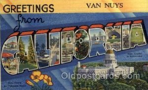 Van Nuys, CA Large Letter Town 1944 postal used 1944