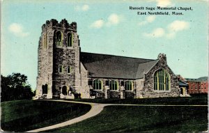 Russell Sage Memorial Chapel E Northfield Massachusetts MA Antique Postcard UNP 