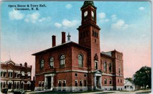 CLAREMONT, New Hampshire  NH   OPERA HOUSE & Town Hall  c1910s   Postcard