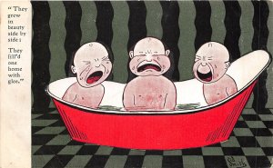 Lot261 children in bath comic postcard sid smith comic postcard artist signed uk