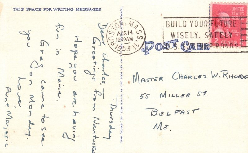 Vintage Postcard 1953 The Old Mill Historic Landmark Nantucket Massachusetts MA