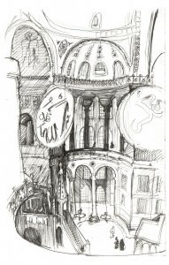 Postcard Murray Dewhust Inside Ayosofya Istanbul Turkey Art Of Urban Sketching