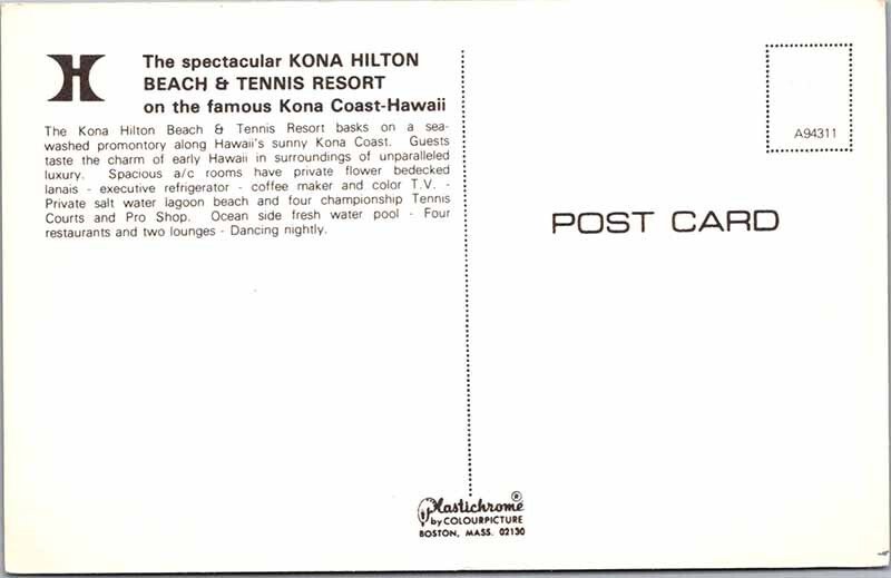 Postcard RESORT SCENE Kona Coast Hawaii HI AO4159