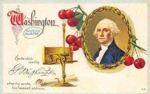 George Washington Candle stick Cherries Postcard