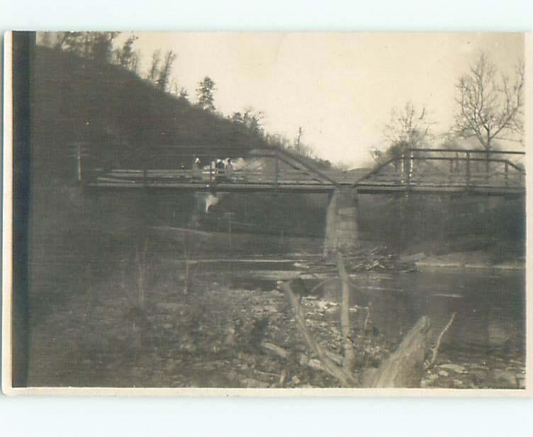 Old rppc BRIDGE SCENE Landscape Postcard AB2041