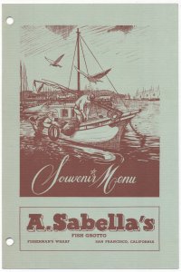 1950's Menu Postcard A Sabella's Fish Grotto San Francisco California CA 