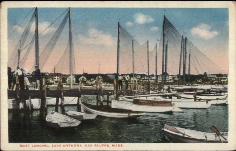 Oak Bluffs Martha's Vineyard MA Lake Anthony Boat Landing c1920 Postcard