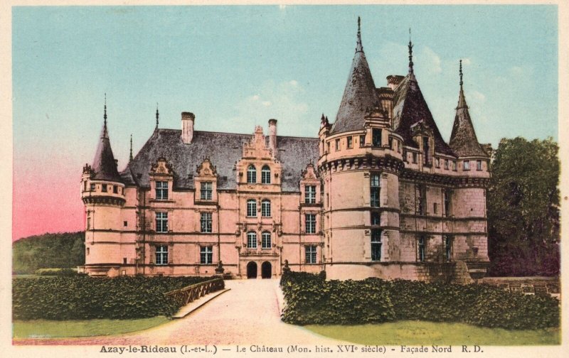 Vintage Postcard Azay-Le-Rideau Le Chateau Facade Nord France