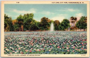 VINTAGE POSTCARD LILY LAKE CITY PARK AT PARKERSBURG WEST VIRGINIA c. 1930s