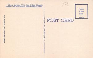 East Liverpool Ohio~US Post Office & Masonic Temple~High School~2 Views~1940s Pc