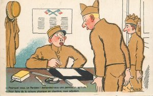 French army military humor comic caricature SPahn soldier desk clerk draft