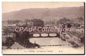 Old Postcard Epinal Bridges On The Moselle